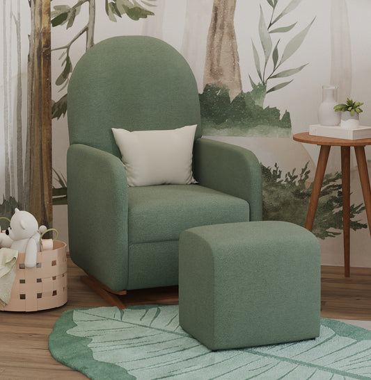 Poltrona de Amamentação Duna com Puff - Linho Verde