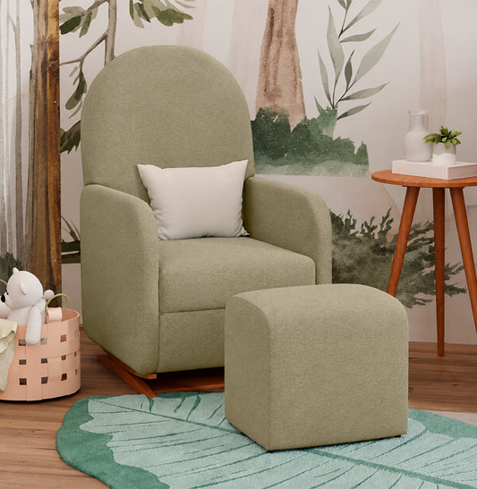 Poltrona de Amamentação Duna com Puff - Linho Verde