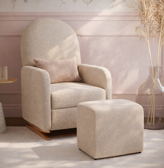 Poltrona de Amamentação Duna com Puff - Linho Bege