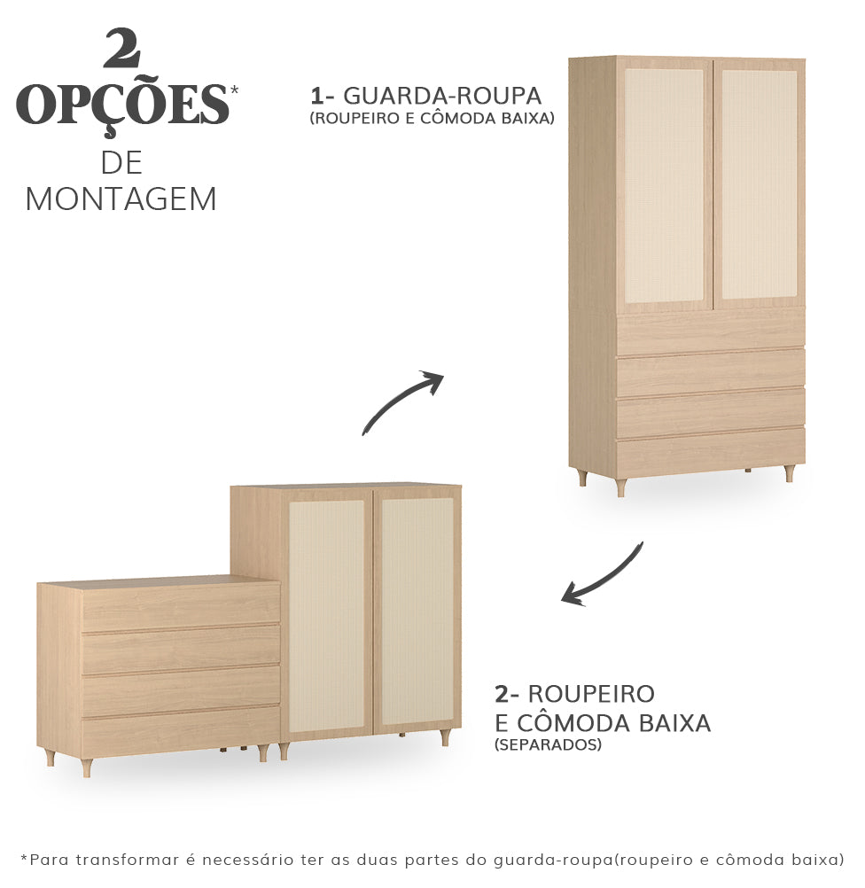 Guarda Roupa 2 em 1 Haus Nature - Carvalho