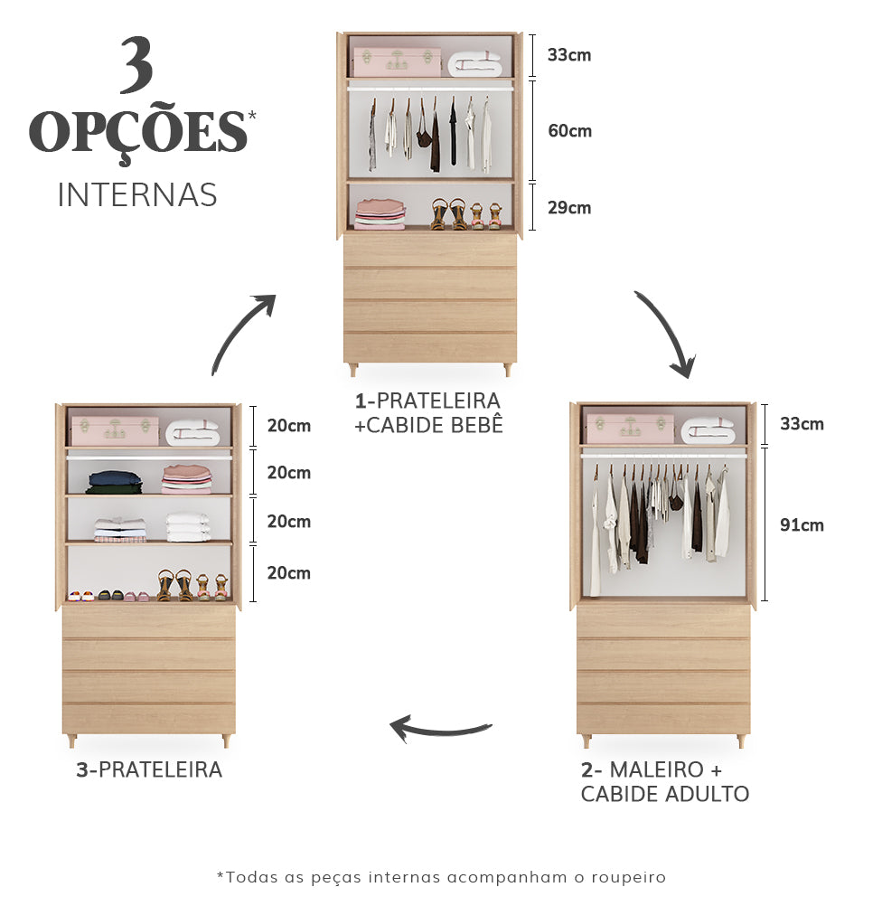 Guarda Roupa 2 em 1 Haus Nature - Carvalho