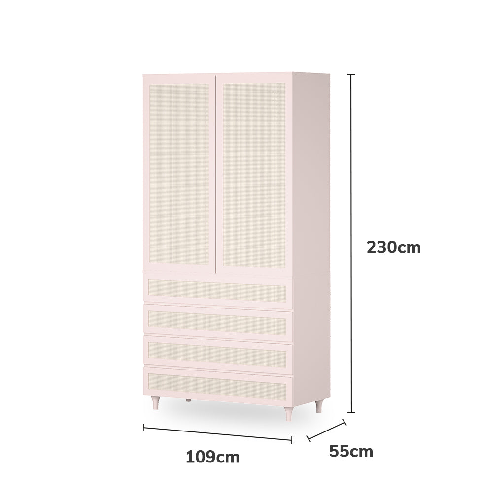 Guarda Roupa 2 em 1 Haus Nature Com Palha - Rosa