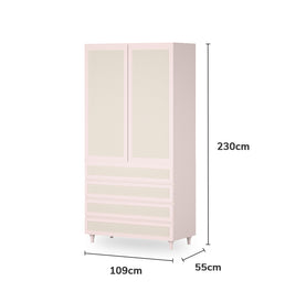 Guarda Roupa 2 em 1 Haus Nature Com Palha - Rosa