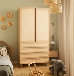 Guarda Roupa 2 em 1 Haus Nature Com Palha 4 Gavetas - Carvalho