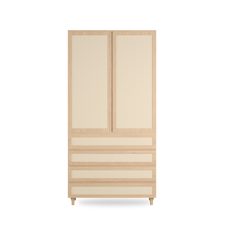 Guarda Roupa 2 em 1 Haus Nature Com Palha 4 Gavetas - Carvalho