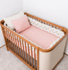 Kit Berço 5 Peças Quadradinho e Retângulo - Rosa Chá 