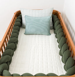 Kit Berço 5 Peças Quadradinho Xadrez - Cru e Verde