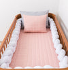 Kit Berço 5 Peças Quadradinho e Losango - Rosa Chá 
