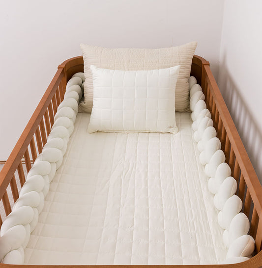 Kit Berço 5 Peças Quadradinho e Retangulo - Cru 