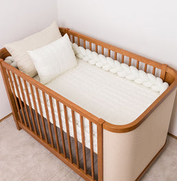 Kit Berço 5 Peças Quadradinho e Retangulo - Cru 