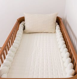 Kit Berço 5 Peças Quadradinho e Retangulo - Cru 