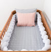 Kit Berço 5 Peças Quadradinho e Losango - Cinza e Rosa