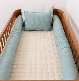 Kit Berço 5 Peças Quadradinho Xadrez - Verde e Bege 