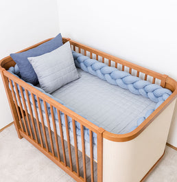 Kit Berço 5 Peças Quadradinho e Losango - Cinza e Azul