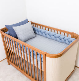 Kit Berço 5 Peças Quadradinho e Losango - Cinza e Azul