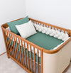 Kit Berço 5 Peças Quadradinho e Retangulo com Bordado Poá - Verde Seco 