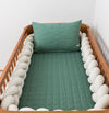 Kit Berço 5 Peças Quadradinho e Retangulo com Bordado Poá - Verde Seco 