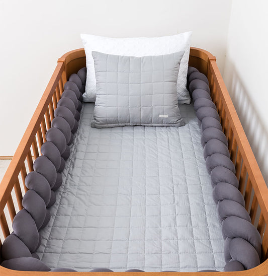 Kit Berço 5 Peças Quadradinho e Losango - Cinza 