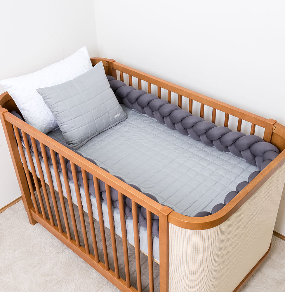 Kit Berço 5 Peças Quadradinho e Losango - Cinza 