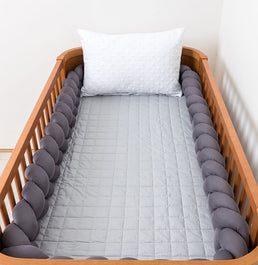Kit Berço 5 Peças Quadradinho e Losango - Cinza 