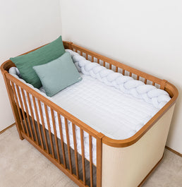 Kit Berço 5 Peças Quadradinho e Retangulo Xadrez - Branco e Verde  