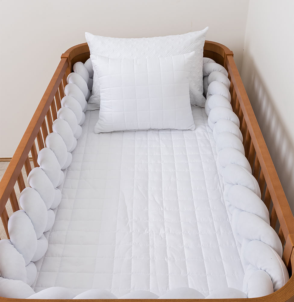 Kit Berço 5 Peças Quadradinho e Losango - Branco