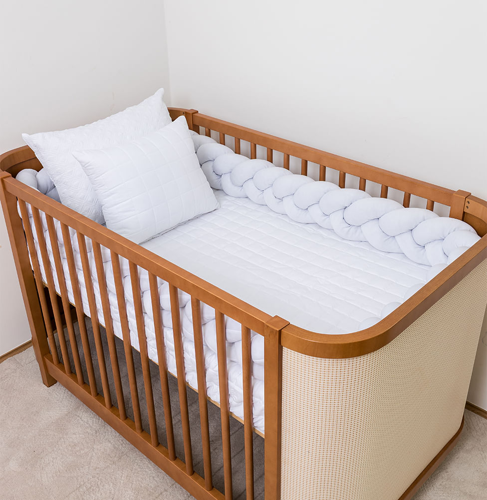 Kit Berço 5 Peças Quadradinho e Losango - Branco