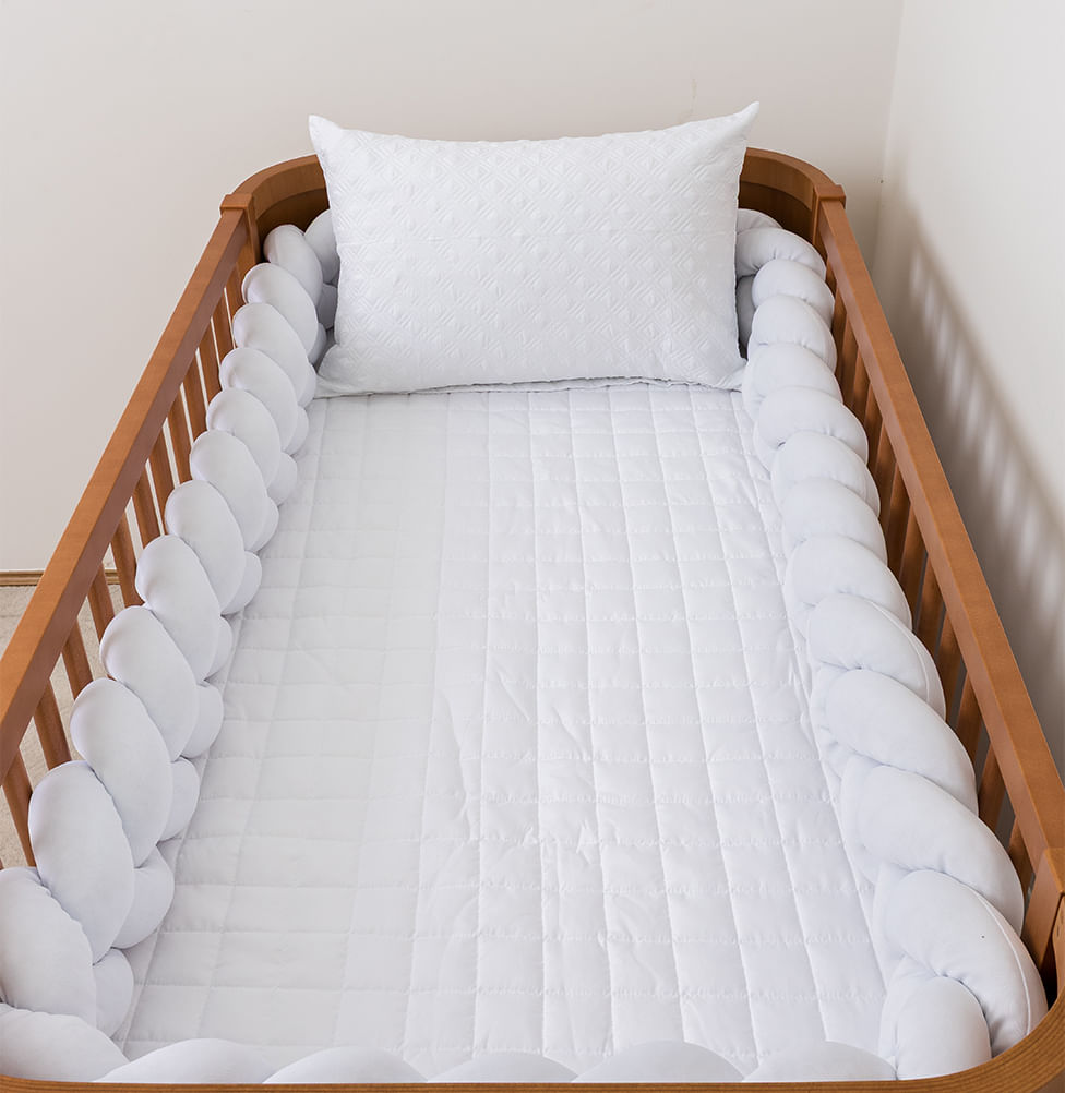 Kit Berço 5 Peças Quadradinho e Losango - Branco