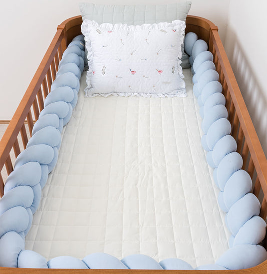 Kit Berço 5 Peças Quadradinho com Bordado Passarinho Poá Candy