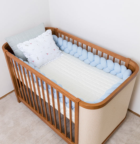 Kit Berço 5 Peças Quadradinho com Bordado Passarinho Poá Candy