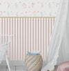 Papel de Parede Infantil Floral com Listras Candy - Mural 