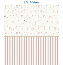 Papel de Parede Infantil Floral com Listras Candy - Mural 