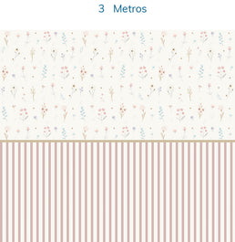 Papel de Parede Infantil Floral com Listras Candy - Mural 