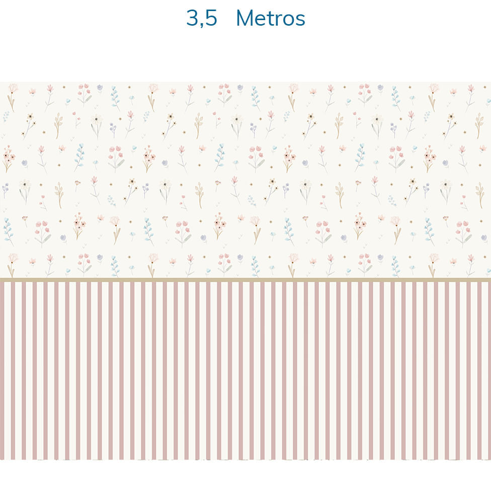 Papel de Parede Infantil Floral com Listras Candy - Mural 