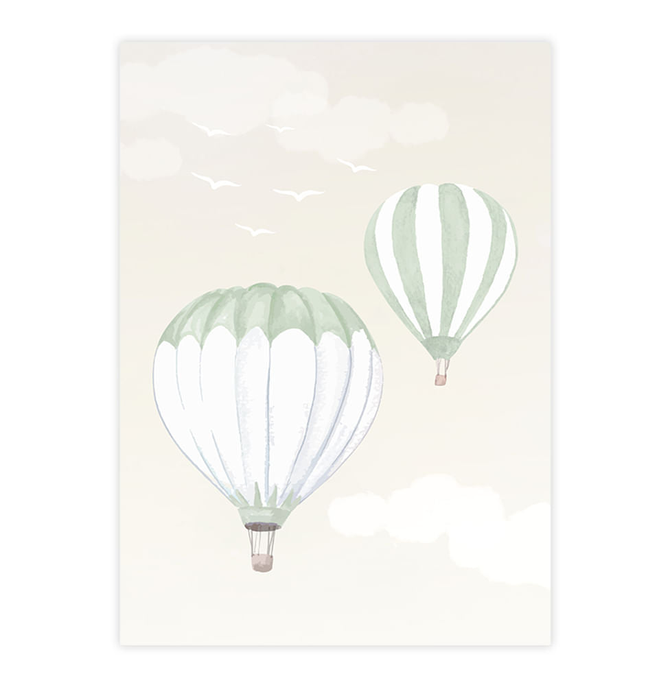 Quadro Infantil Balões Verde - Vertical