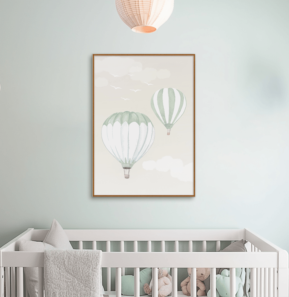 Quadro Infantil Balões Verde - Vertical