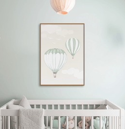 Quadro Infantil Balões Verde - Vertical