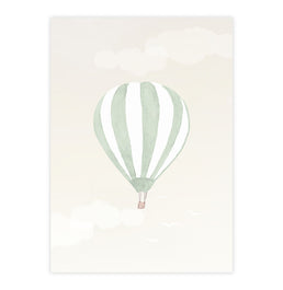 Quadro Infantil Balão no Céu Verde - Vertical