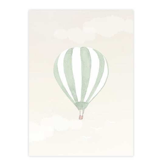 Quadro Infantil Balão no Céu Verde - Vertical