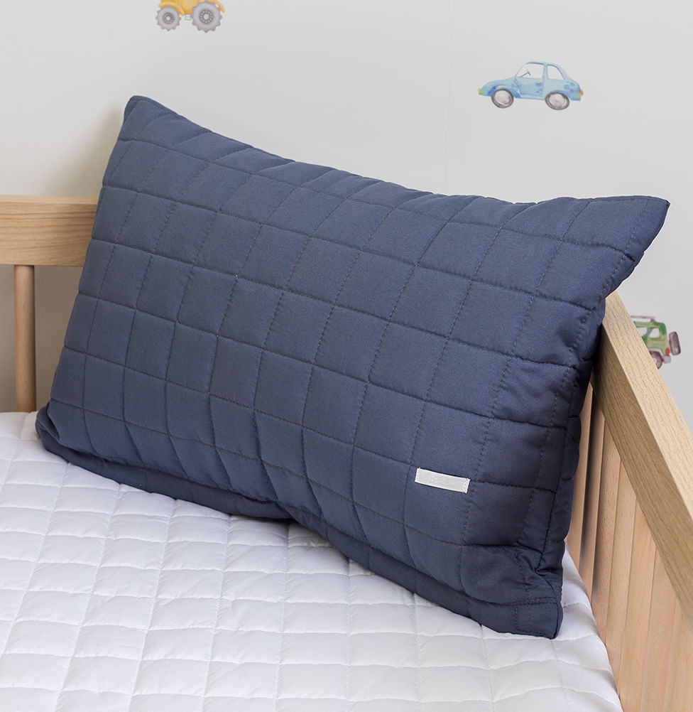 Capa de Almofada Quadradinho Azul Jeans 60x40