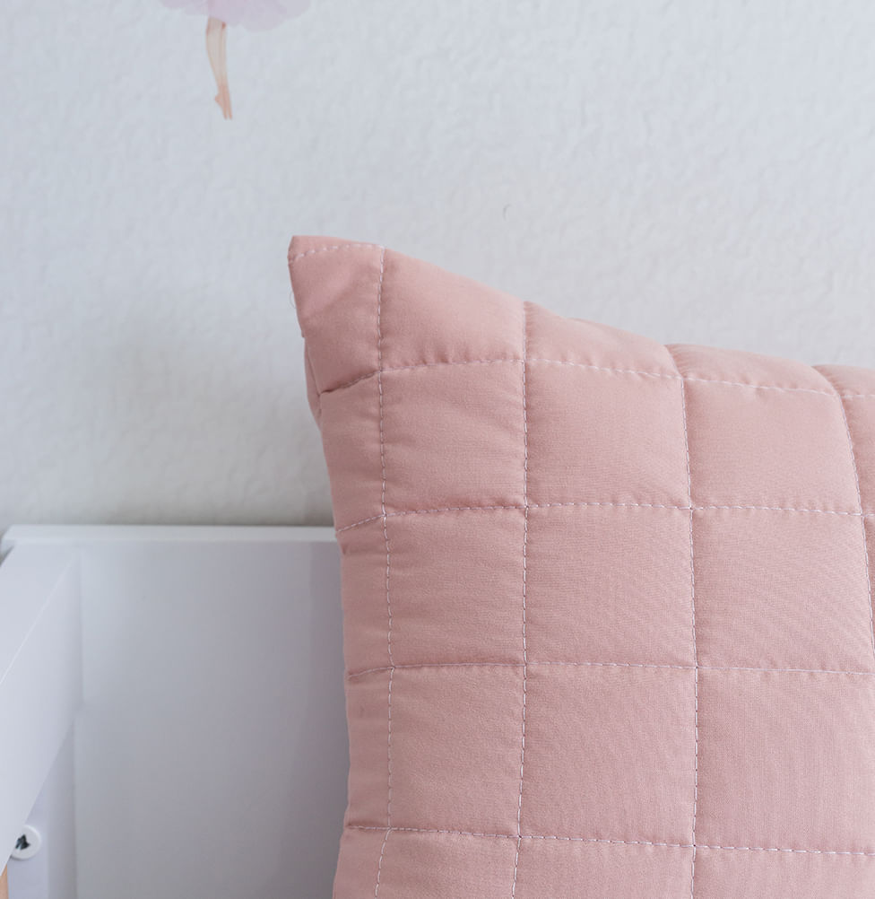 Capa de Almofada Quadradinho Rosa Chá 60x40