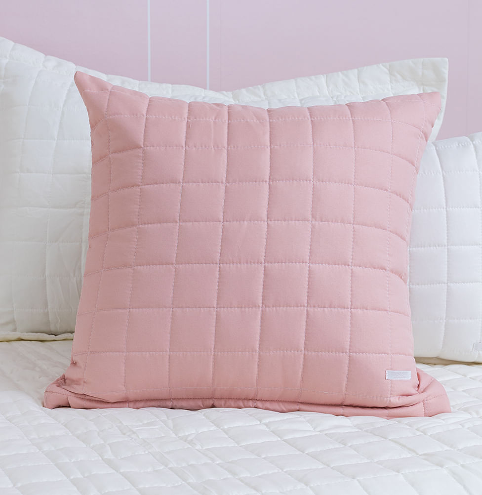 Capa de Almofada Quadradinho Rosa Chá 50x50