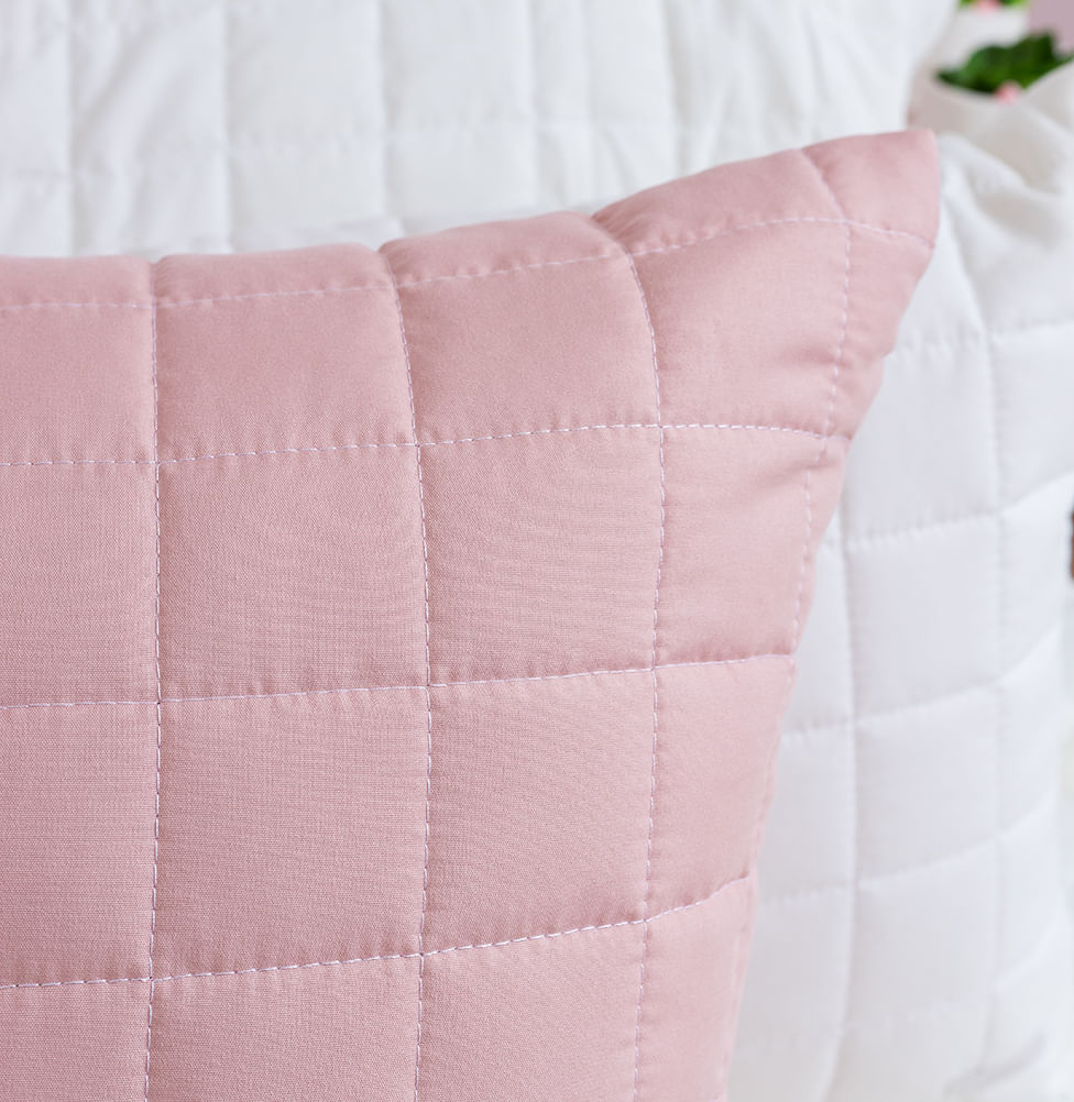 Capa de Almofada Quadradinho Rosa Chá 50x50