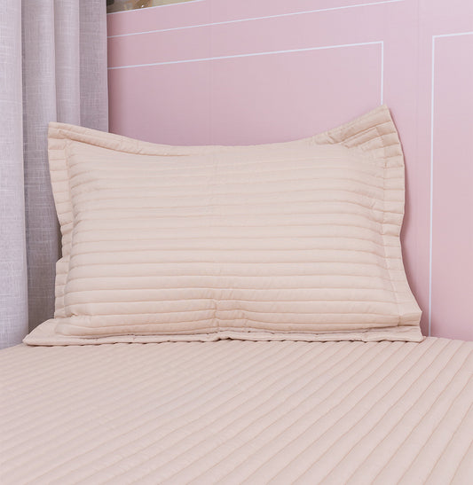 Porta Travesseiro Solteiro Listra - Bege