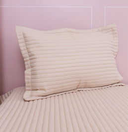 Porta Travesseiro Solteiro Listra - Bege