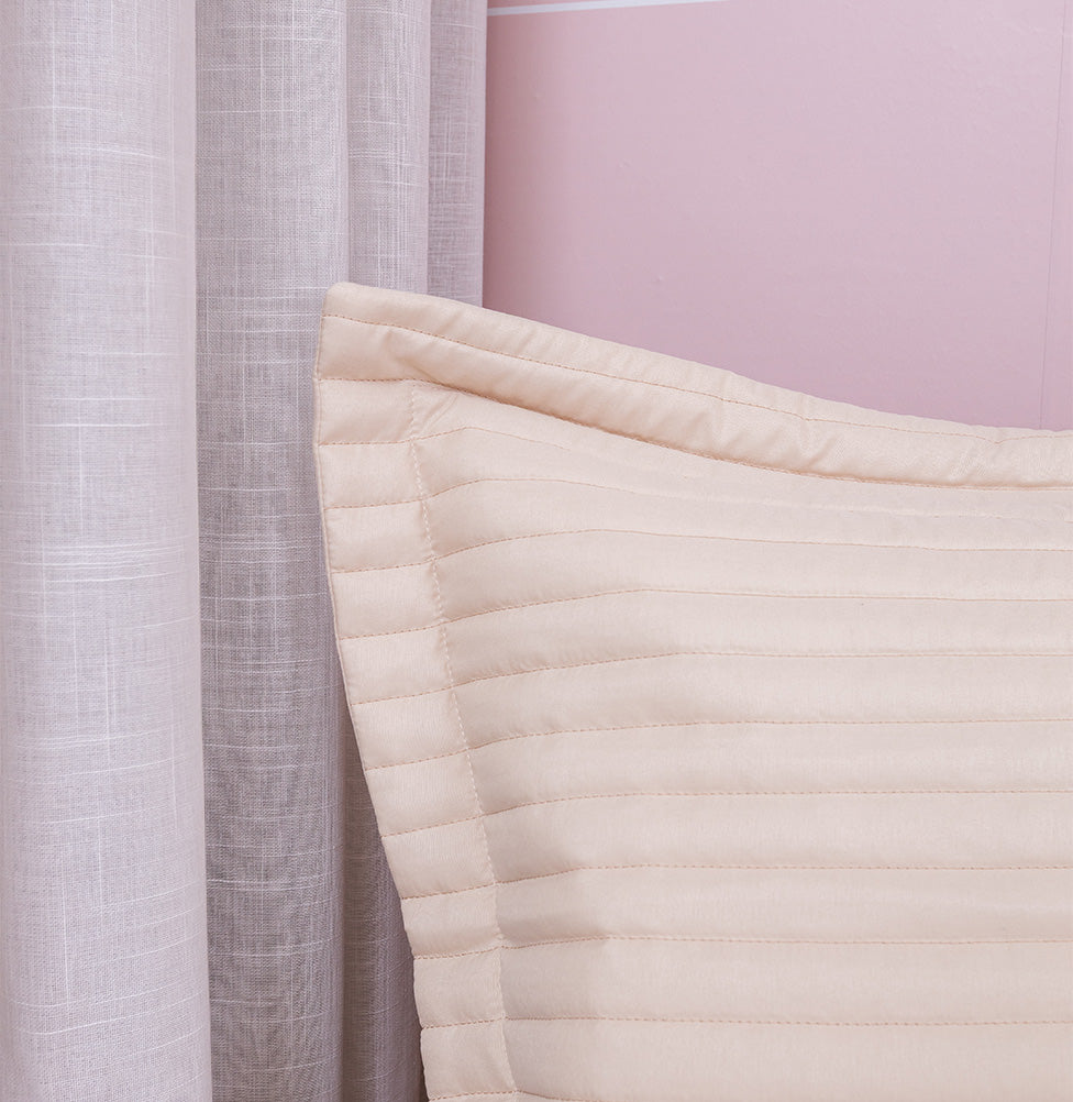 Porta Travesseiro Solteiro Listra - Bege