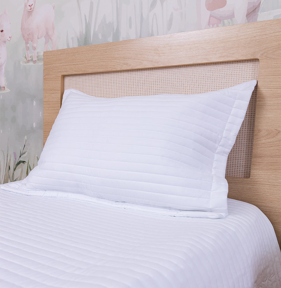 Porta Travesseiro Solteiro Listra - Branco