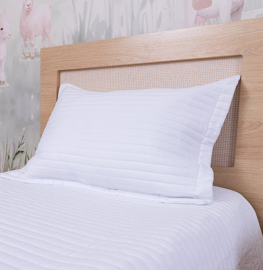 Porta Travesseiro Solteiro Listra - Branco