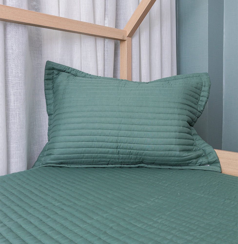 Porta Travesseiro Solteiro Listra - Verde Seco