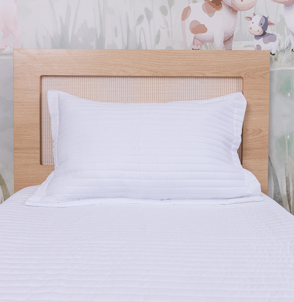 Kit Colcha Solteiro Listra Branco - 2 Peças